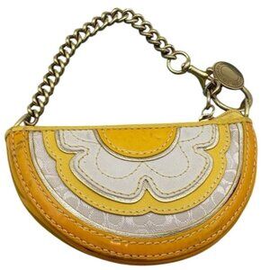Coach Signature Orange Slice Mini Bag Coin Pouch Keychain Wristlet Discontinued